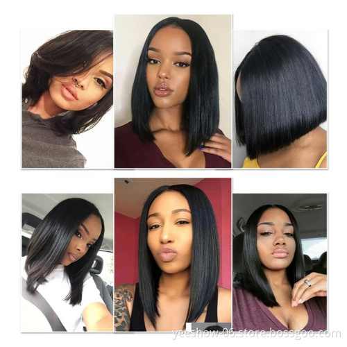 Wholesale factory blunt cut bob wig cheap price human hair short bob wig Virgin Brazilian  Human Hair lace front Wig